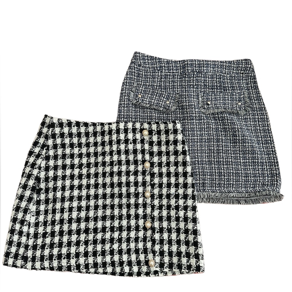 NWOT Bundle of 2 Sz S houndstooth/tweed skirts preloved
